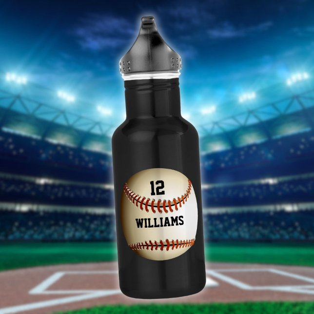 Personalized Name Number Baseball Stainless Steel Water Bottle (Personalized Name Number Baseball Stainless Steel Water Bottle)