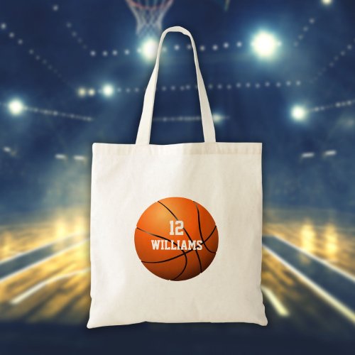 Personalized Name Number Basketball Sports Tote Bag