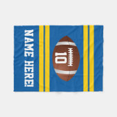 Personalized Name Number Blue/Yellow Gold Football Fleece Blanket (Front (Horizontal))