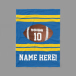 Personalized Name Number Blue/Yellow Gold Football Fleece Blanket