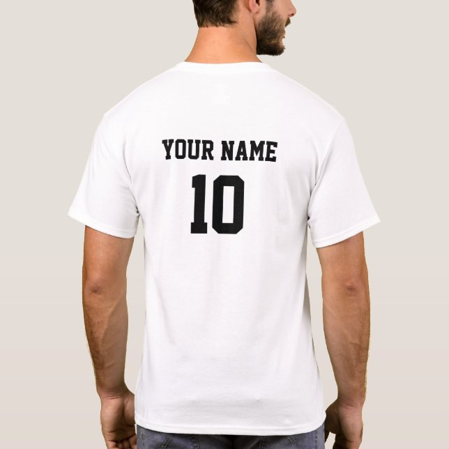Personalized Name Number Front Back black white T-Shirt (Back)