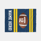 Personalized Name Number Gold/Navy Blue Football Fleece Blanket (Front (Horizontal))