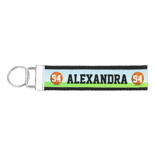 Personalized Name Number Kid's Basketball Wrist Keychain