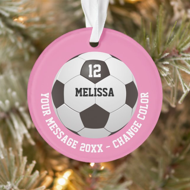 Personalized Name Number Message Soccer Ball  Ornament (Tree)