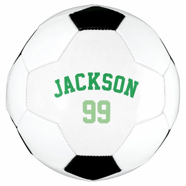 Personalized Name Number Minimalistic Green Soccer Ball (Front)