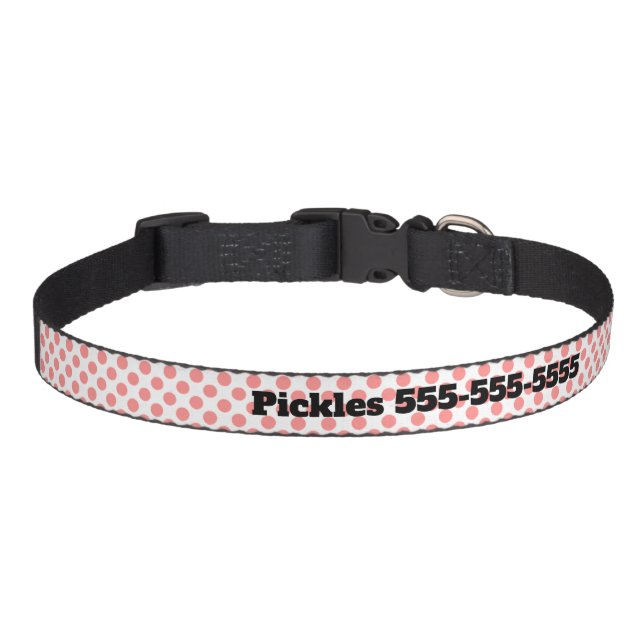 Personalized Name & Number Polka Dots Dog Collar (Front)