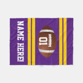Personalized Name Number Purple/Yellow Football Fleece Blanket (Front (Horizontal))