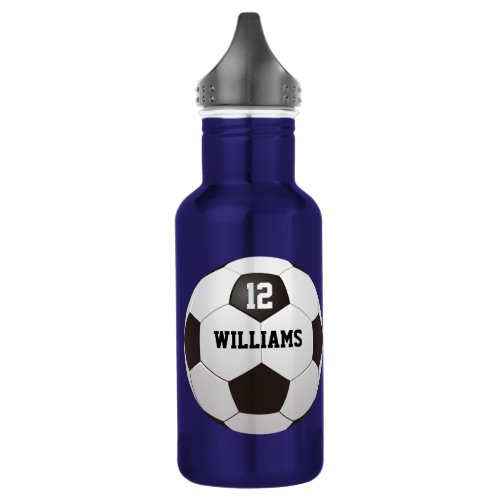 Personalized Name Number Soccer Ball  Stainless Steel Water Bottle