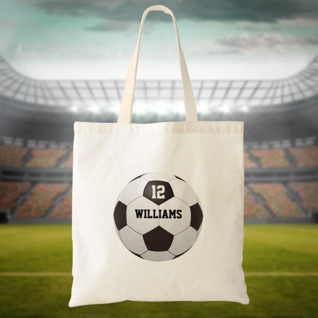 Personalized Name Number Soccer Ball Tote Bag (Creator Uploaded)