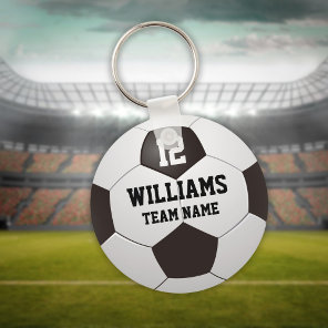 Personalized Name Number Team Name Soccer Ball Keychain