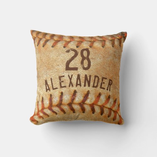 Personalized Name  Number White Baseball Sports   Throw Pillow