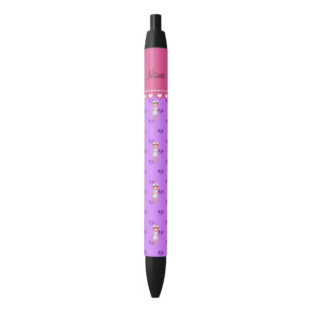 Personalized name nurse pastel purple hearts pen (Front Vertical)