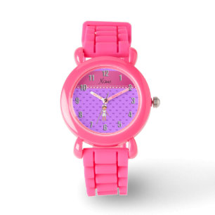 Personalized name nurse pastel purple hearts watch