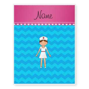Personalized name nurse sky blue chevrons temporary tattoos