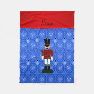 Personalized name nutcracker blue snowman trellis fleece blanket