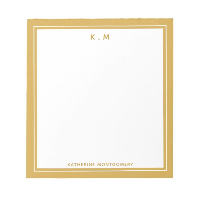 Personalized Name Ocher White Elegant Minimalistic Notepad (Front)
