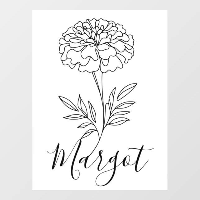 Personalized Name October Marigold Birth Flower  Window Cling (Sheet)