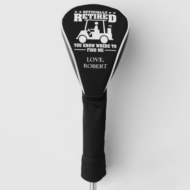 Personalized Name Officially Retired Gift Golf Dad Head Cover (Front)