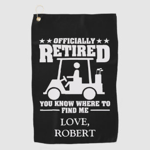 Personalized Name Officially Retired Gift Golf Dad Towel
