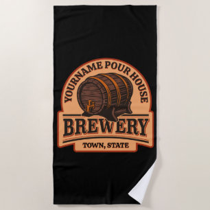 Personalized NAME Old Oak Barrel Beer Keg Brewery Beach Towel
