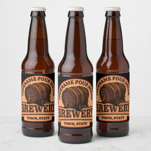 Personalized NAME Old Oak Barrel Beer Keg Brewery  Beer Bottle Label