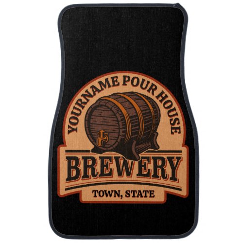 Personalized NAME Old Oak Barrel Beer Keg Brewery  Car Floor Mat