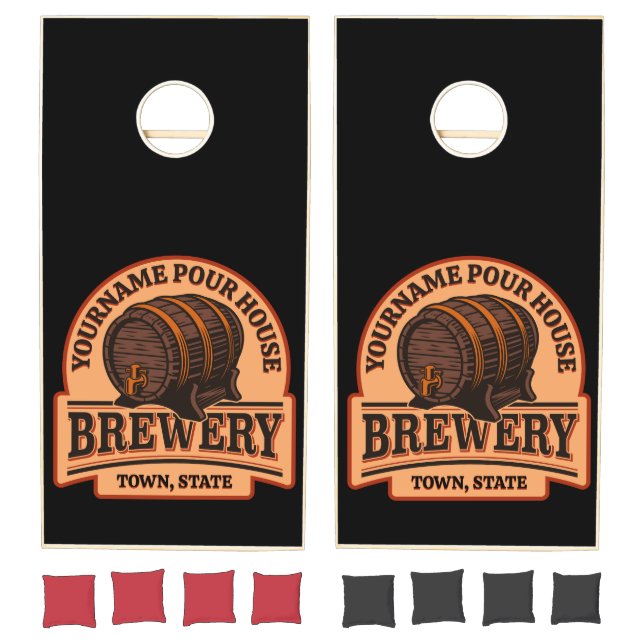 Personalized NAME Old Oak Barrel Beer Keg Brewery  Cornhole Set (Set)
