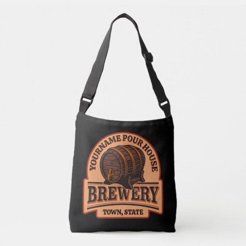Personalized NAME Old Oak Barrel Beer Keg Brewery  Crossbody Bag