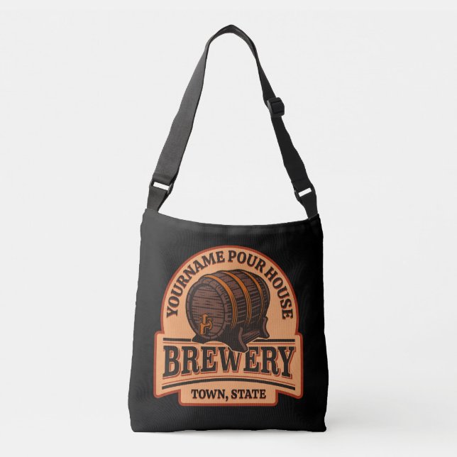 Personalized NAME Old Oak Barrel Beer Keg Brewery  Crossbody Bag (Front)