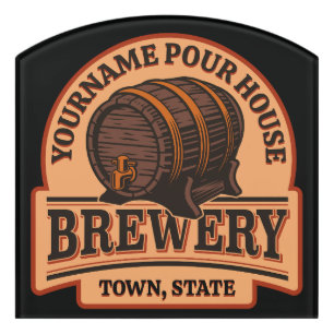 Personalized NAME Old Oak Barrel Beer Keg Brewery Door Sign