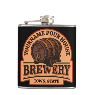 Personalized NAME Old Oak Barrel Beer Keg Brewery  Flask