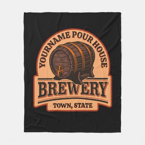Personalized NAME Old Oak Barrel Beer Keg Brewery  Fleece Blanket