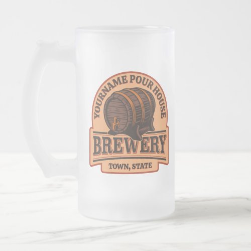 Personalized NAME Old Oak Barrel Beer Keg Brewery  Frosted Glass Beer Mug