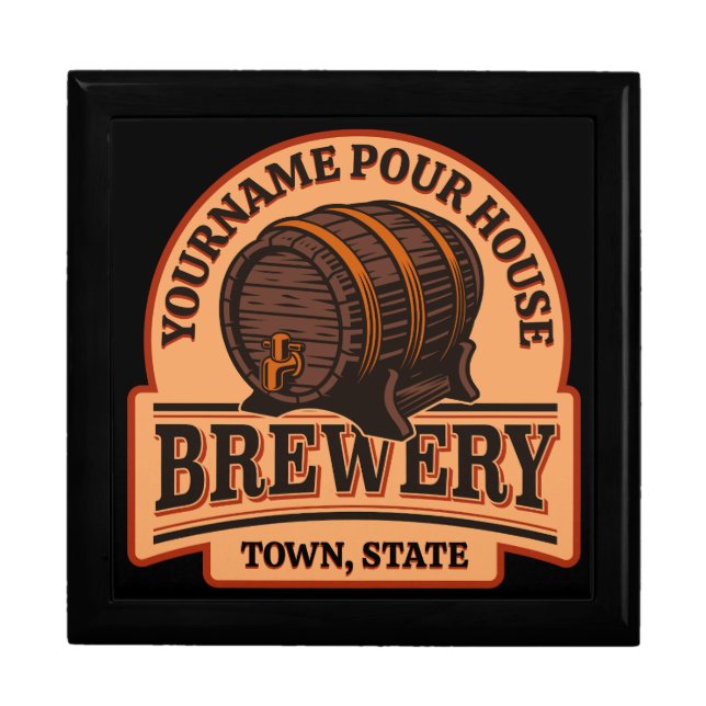Personalized NAME Old Oak Barrel Beer Keg Brewery Gift Box (Front)