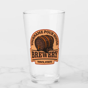 Personalized NAME Old Oak Barrel Beer Keg Brewery Glass