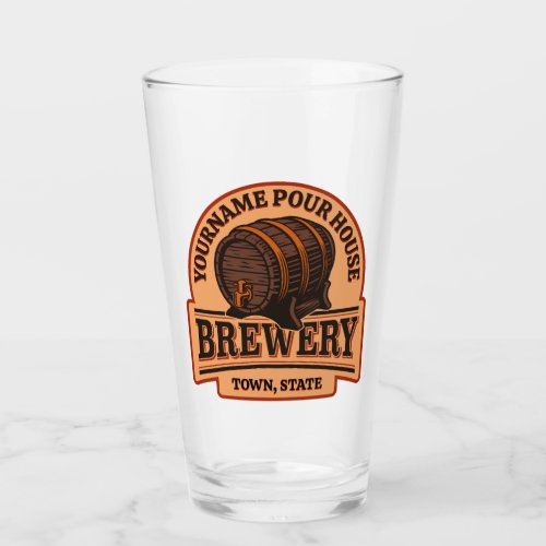 Personalized NAME Old Oak Barrel Beer Keg Brewery  Glass