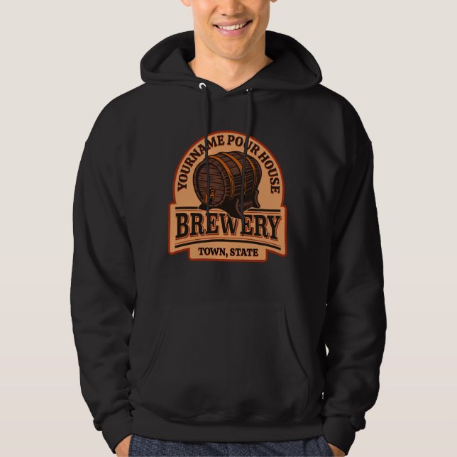 Personalized NAME Old Oak Barrel Beer Keg Brewery Hoodie (Front)