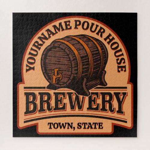 Personalized NAME Old Oak Barrel Beer Keg Brewery Jigsaw Puzzle