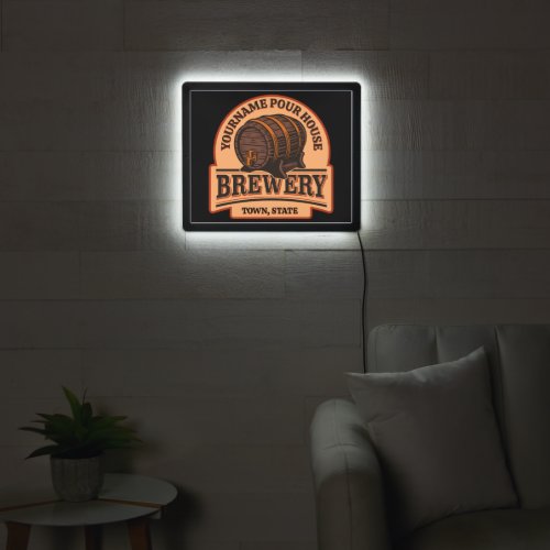 Personalized NAME Old Oak Barrel Beer Keg Brewery  LED Sign