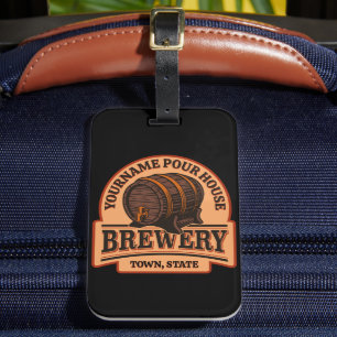 Personalized NAME Old Oak Barrel Beer Keg Brewery Luggage Tag