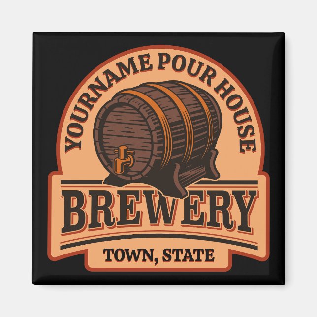 Personalized NAME Old Oak Barrel Beer Keg Brewery  Magnet (Front)