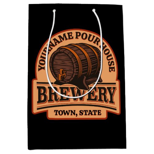 Personalized NAME Old Oak Barrel Beer Keg Brewery  Medium Gift Bag