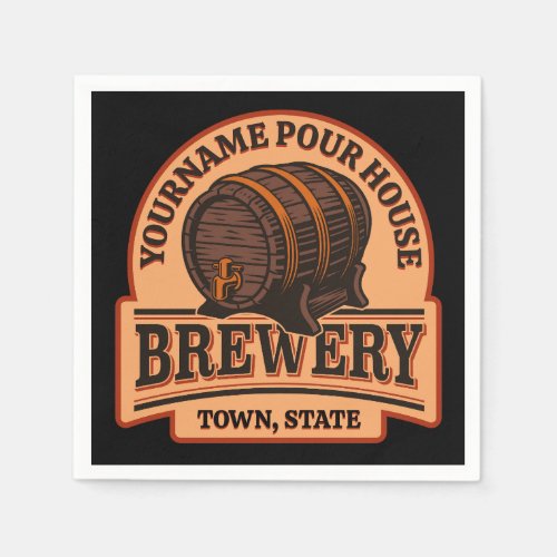 Personalized NAME Old Oak Barrel Beer Keg Brewery  Napkins