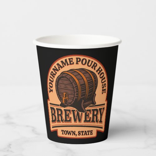Personalized NAME Old Oak Barrel Beer Keg Brewery  Paper Cups