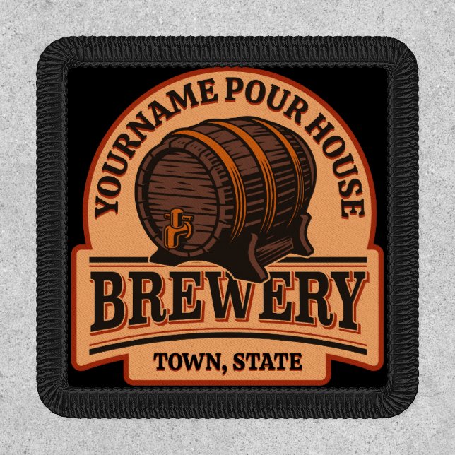 Personalized NAME Old Oak Barrel Beer Keg Brewery  Patch (Front)