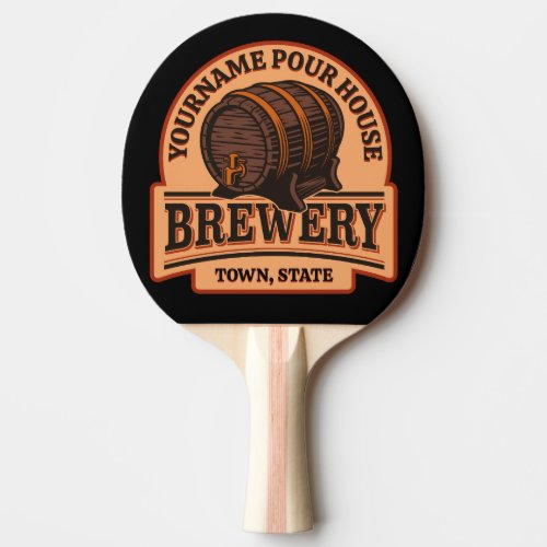 Personalized NAME Old Oak Barrel Beer Keg Brewery Ping Pong Paddle