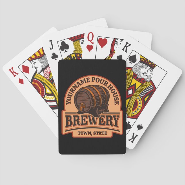 Personalized NAME Old Oak Barrel Beer Keg Brewery Poker Cards (Back)
