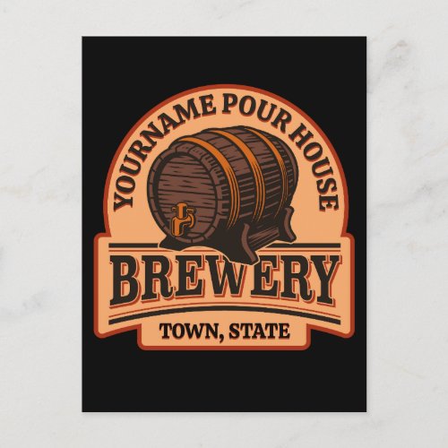 Personalized NAME Old Oak Barrel Beer Keg Brewery  Postcard