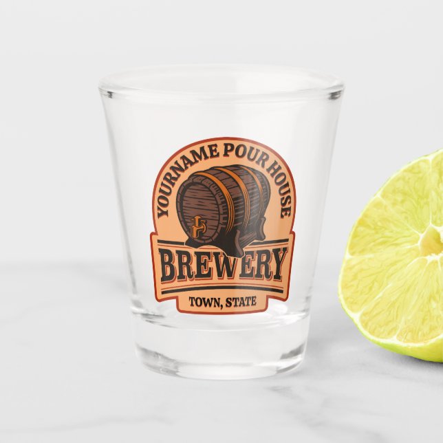 Personalized NAME Old Oak Barrel Beer Keg Brewery  Shot Glass (Front)