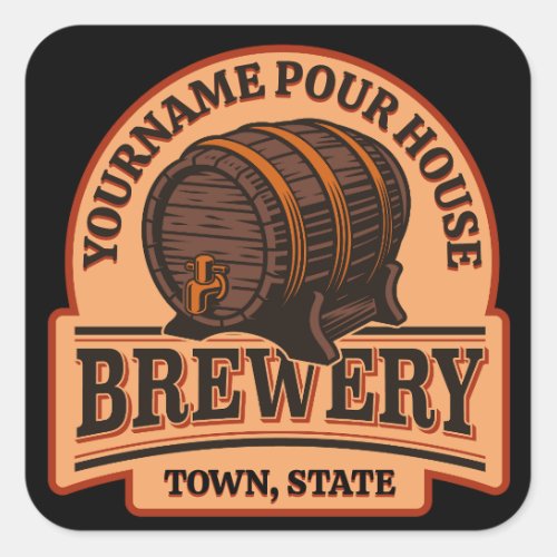 Personalized NAME Old Oak Barrel Beer Keg Brewery  Square Sticker